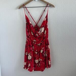 Oneill Aloha Red Floral Tropical Mini Dress Coastal Boho XL